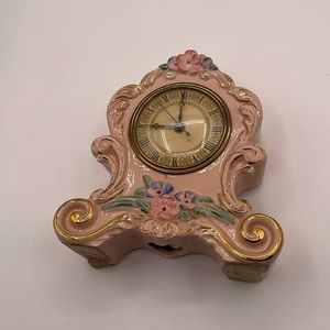3.2.24 Vintage Johnson Porcelain Floral Electronic Clock in Pink